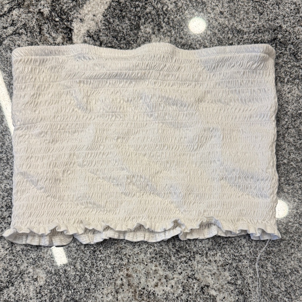 White Ruffled Women's Tube Top